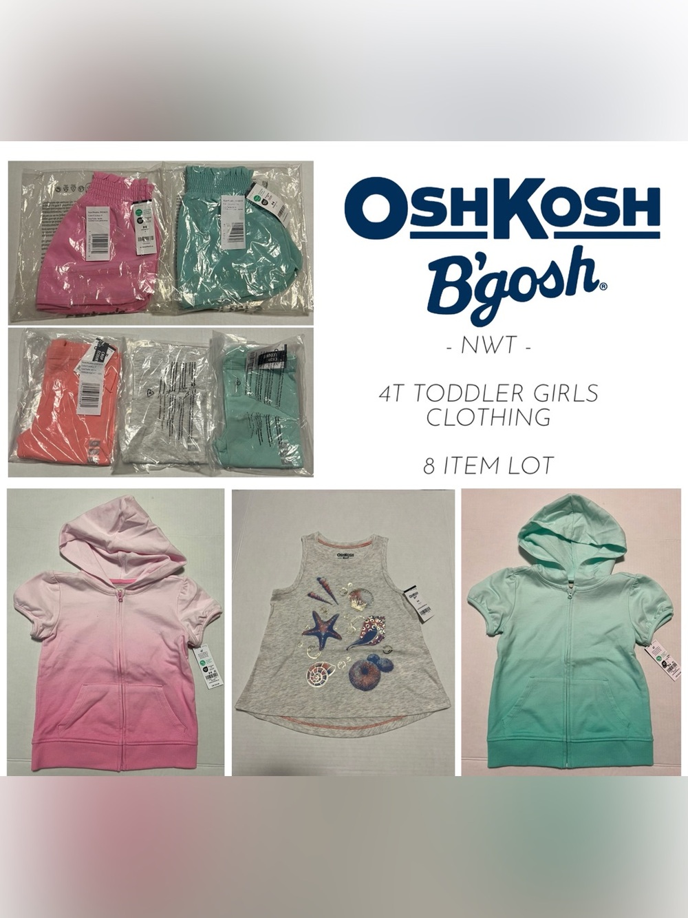 🆕CARTERS OSHKOSH - 4T - NWT - 8PCS - TODDLER GIRLS SPRING / SUMMER LOT